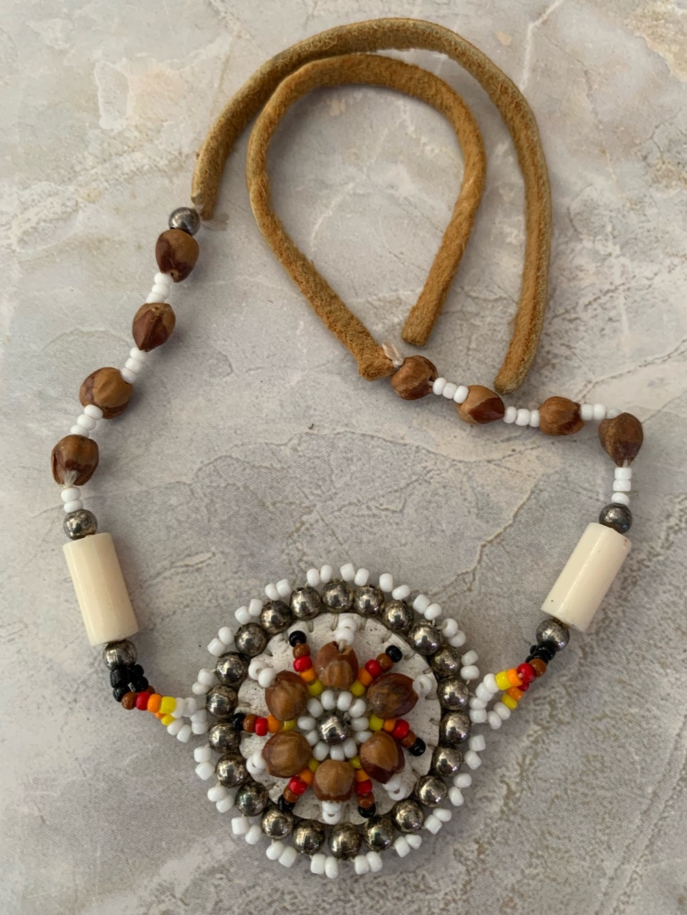 Navajo Ghost Bead Medallion Choker or Bracelet